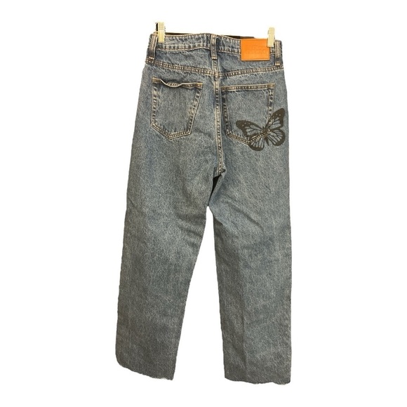 + Princess Polly High Waist Distressed Butterfly Straight Leg Jeans Size 6 PA1 - Picture 2 of 5